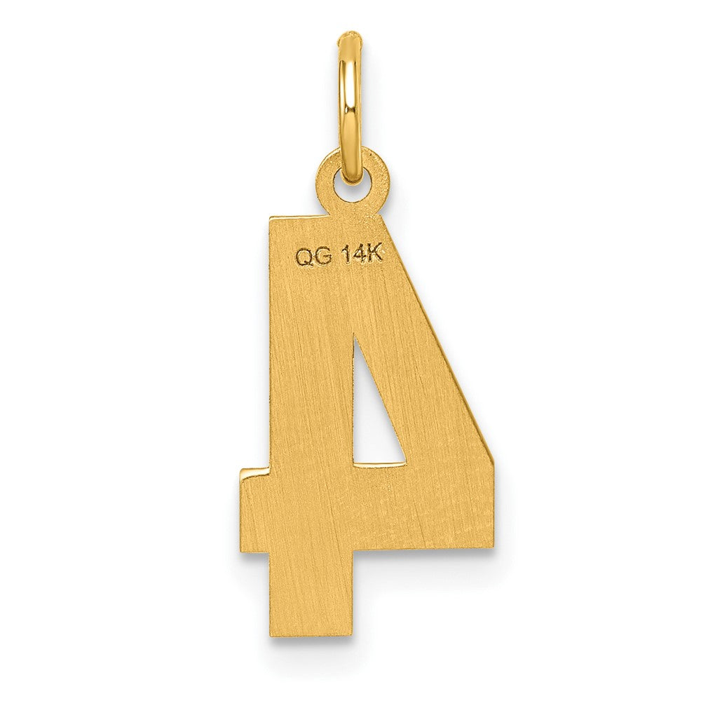 14k Medium Diamond-cut Number 4 Charm