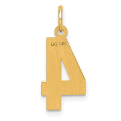 14k Medium Diamond-cut Number 4 Charm