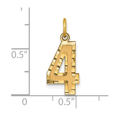 14k Medium Diamond-cut Number 4 Charm