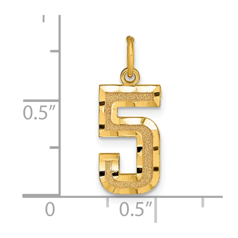 14k Medium Diamond-cut Number 5 Charm