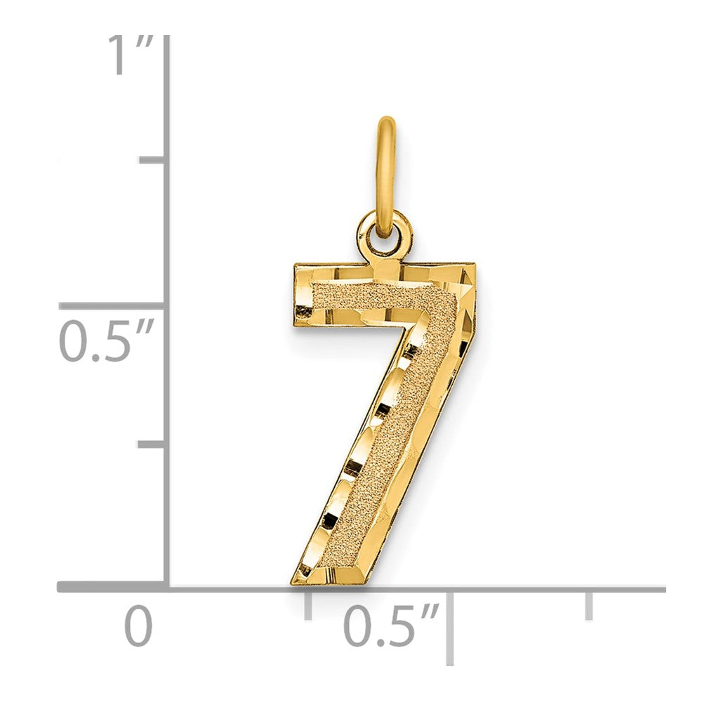 14k Medium Diamond-cut Number 7 Charm