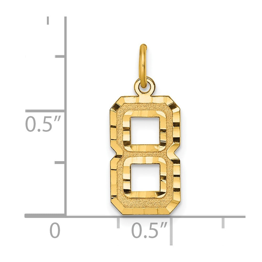 14k Medium Diamond-cut Number 8 Charm