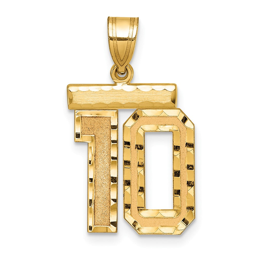 14k Medium Diamond-cut Number 10 Charm