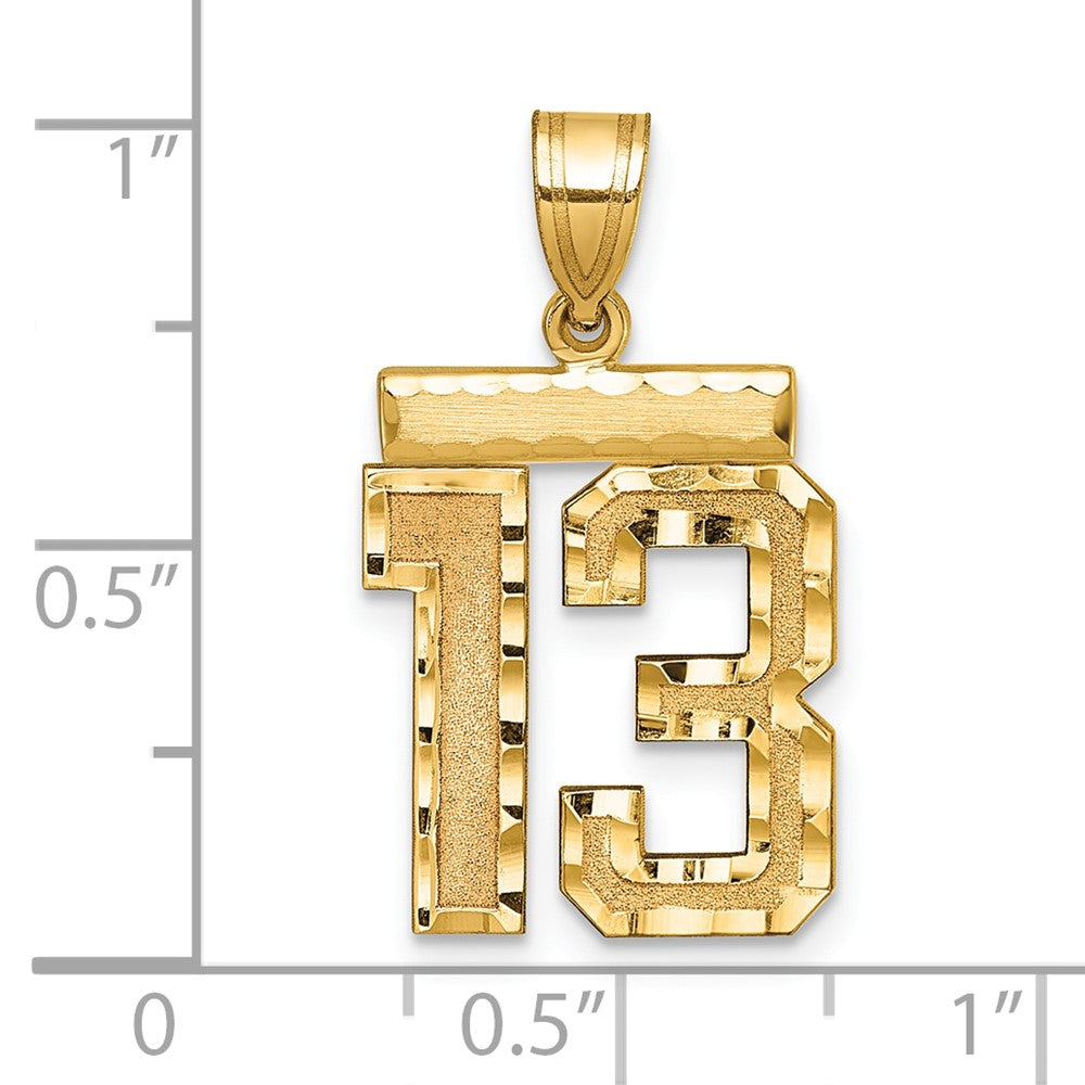 14k Medium Diamond-cut Number 13 Charm