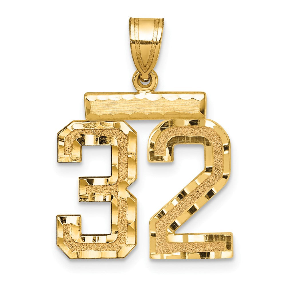 14k Medium Diamond-cut Number 32 Charm