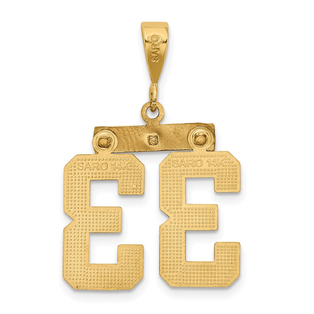 14k Medium Diamond-cut Number 33 Charm