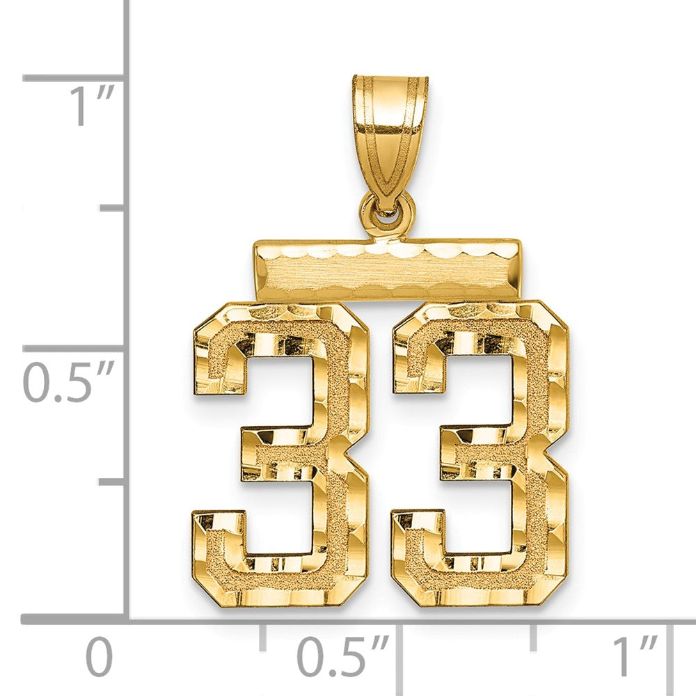 14k Medium Diamond-cut Number 33 Charm