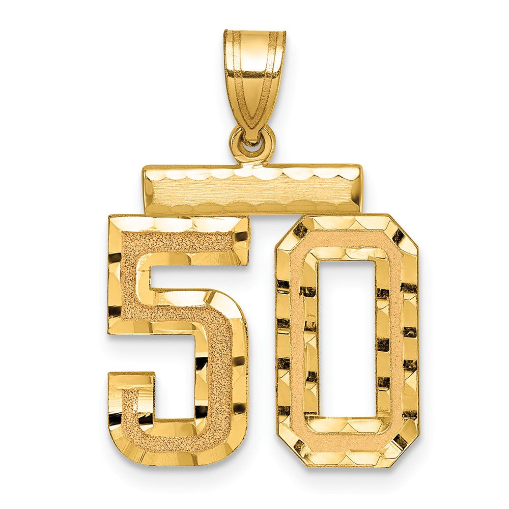 14k Medium Diamond-cut Number 50 Charm