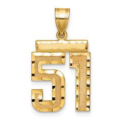 14k Medium Diamond-cut Number 51 Charm