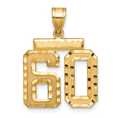 14k Medium Diamond-cut Number 60 Charm