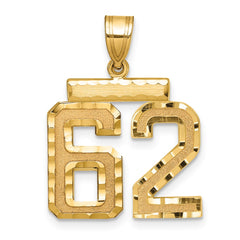 14k Medium Diamond-cut Number 62 Charm