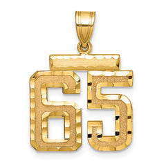 14k Medium Diamond-cut Number 65 Charm