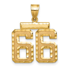 14k Medium Diamond-cut Number 66 Charm