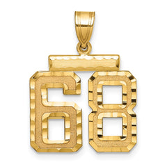 14k Medium Diamond-cut Number 68 Charm