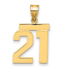 14k Medium Polished Number 21 Charm - 2