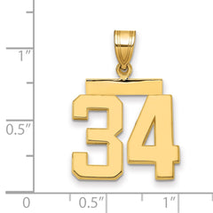 14k Medium Polished Number 34 Charm