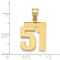 14k Medium Polished Number 51 Charm - 2