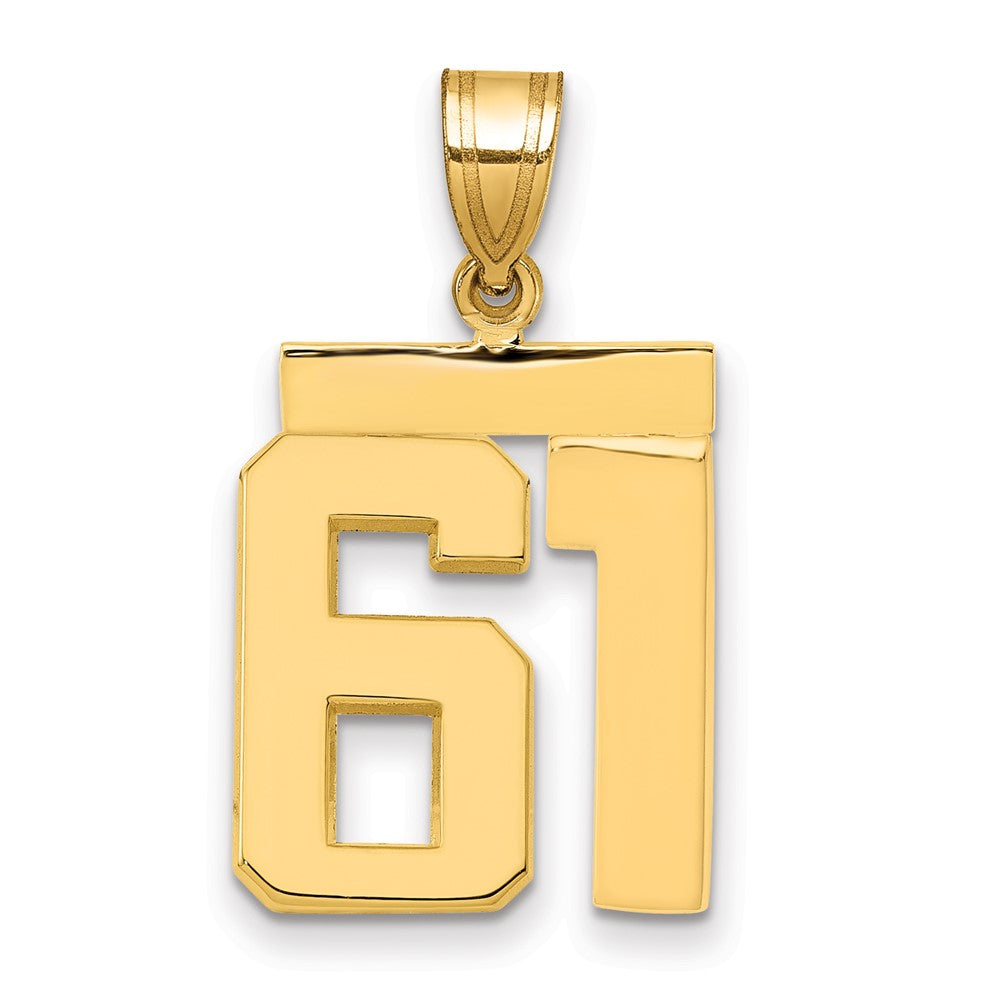 14k Medium Polished Number 61 Charm - 2