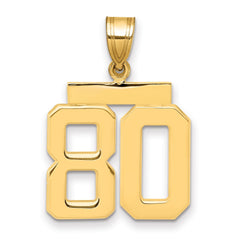 14k Medium Polished Number 80 Charm
