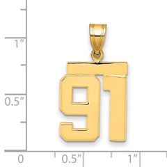 14k Medium Polished Number 91 Charm