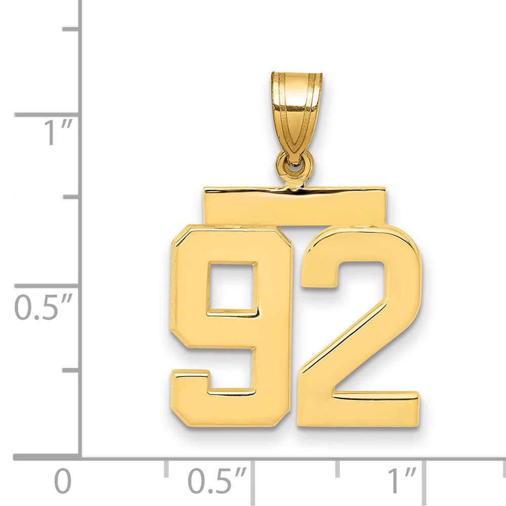 14k Medium Polished Number 92 Charm