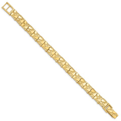 14k Polished and Textured 9.5mm 7 inch Nugget Bracelet