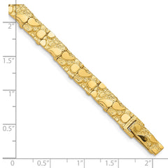 14k Polished and Textured 7.00mm 8 inch Nugget Bracelet