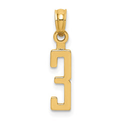 14k Polished Number 3 Pendant - 2