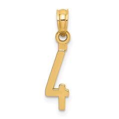 14k Polished Number 4 Pendant - 2