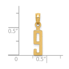 14k Polished Number 9 Pendant - 2