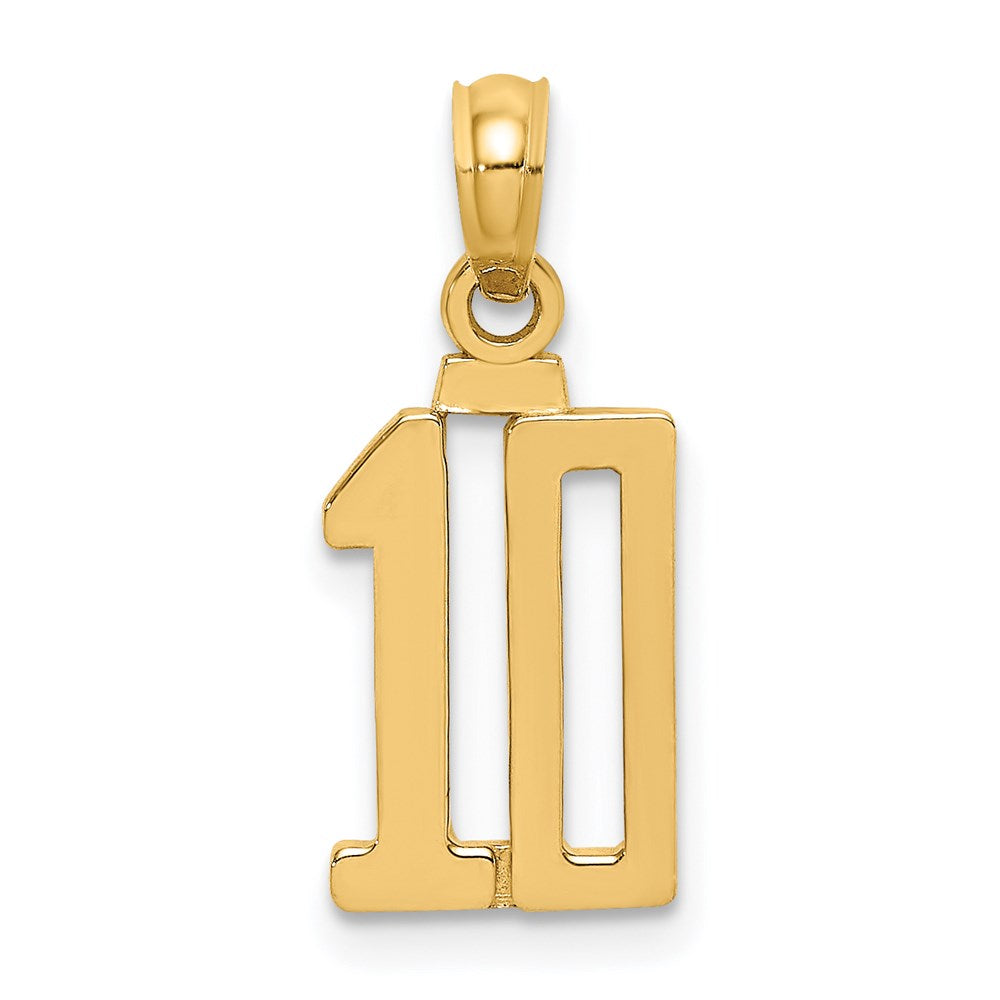 14k Polished Number 10 Pendant - 2