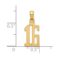 14k Polished Number 16 Pendant - 2