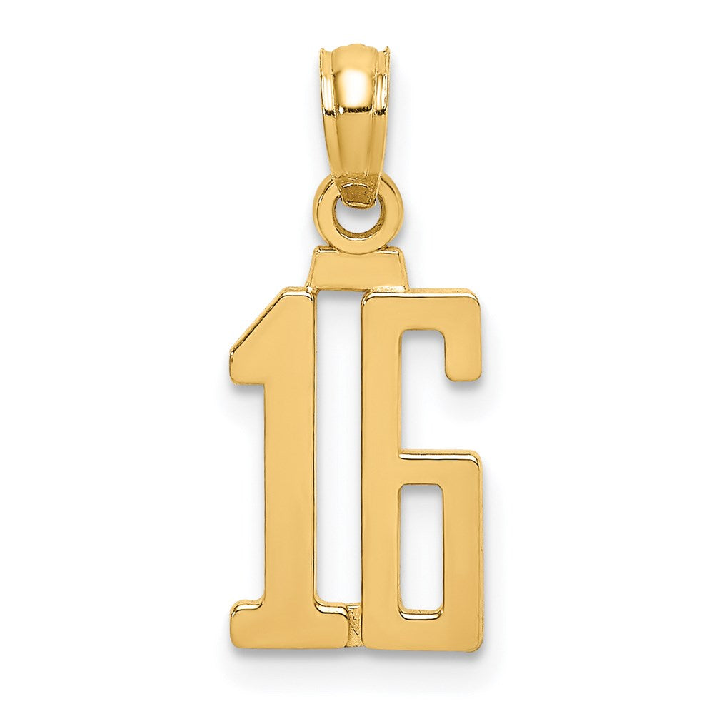14k Polished Number 16 Pendant - 2