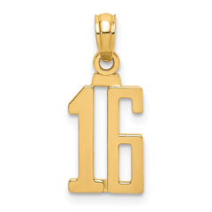 14k Polished Number 16 Pendant - 2
