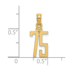 14k Polished Number 75 Pendant - 2