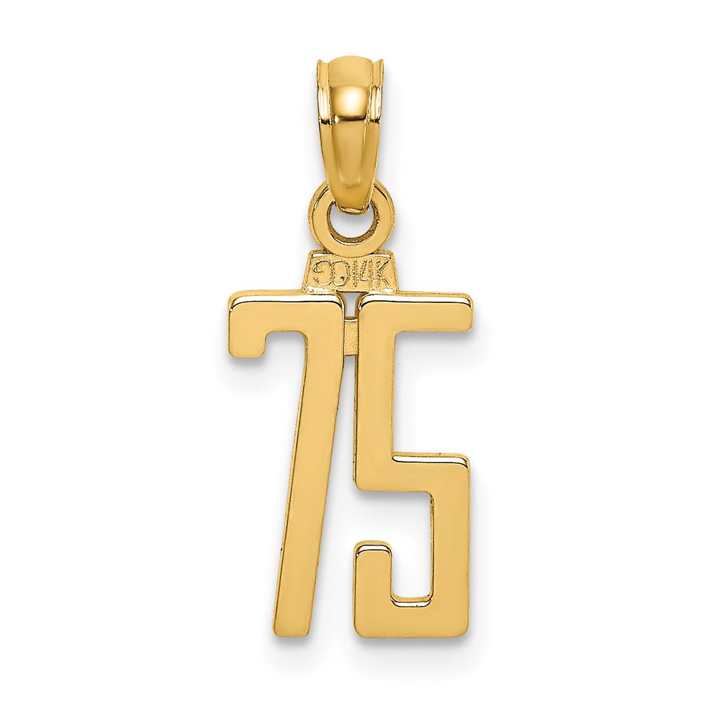 14k Polished Number 75 Pendant - 2
