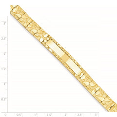 14k Polished Solid 10.0mm Nugget 38x10mm Plate 8 inch ID Bracelet