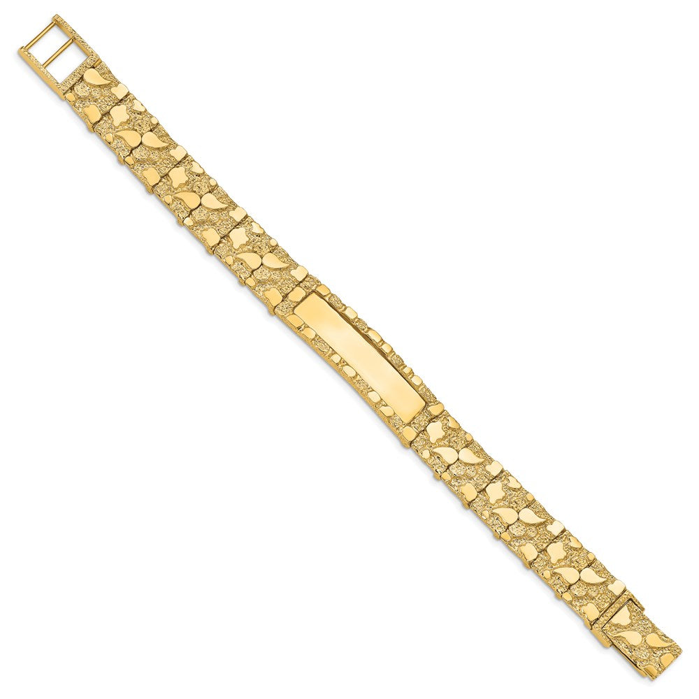 14k Polished Solid 12.0mm Nugget 36x12mm Plate 7 inch ID Bracelet