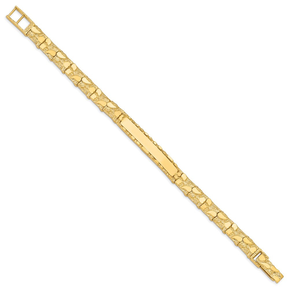 14k Polished Solid 7mm Nugget 37x7mm Plate 8 inch ID Bracelet