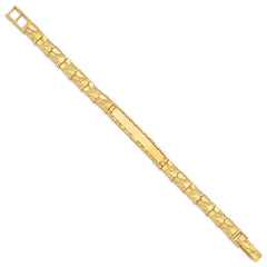14k Polished Solid 7mm Nugget 37x7mm Plate 8 inch ID Bracelet