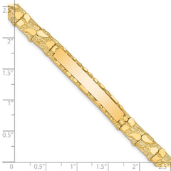 14k Polished Solid 7mm Nugget 37x7mm Plate 8 inch ID Bracelet