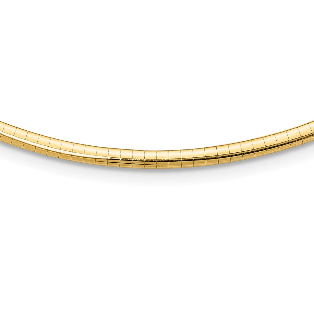 14k Polished 3mm Standard Weight 18 inch Domed Omega Necklace