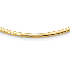14k Polished 3mm Standard Weight 18 inch Domed Omega Necklace