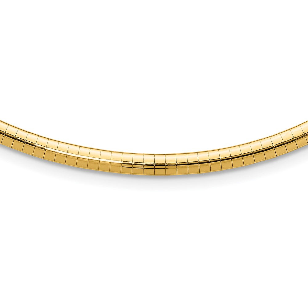 14k Polished 4mm Standard Weight 16 inch Domed Omega Necklace