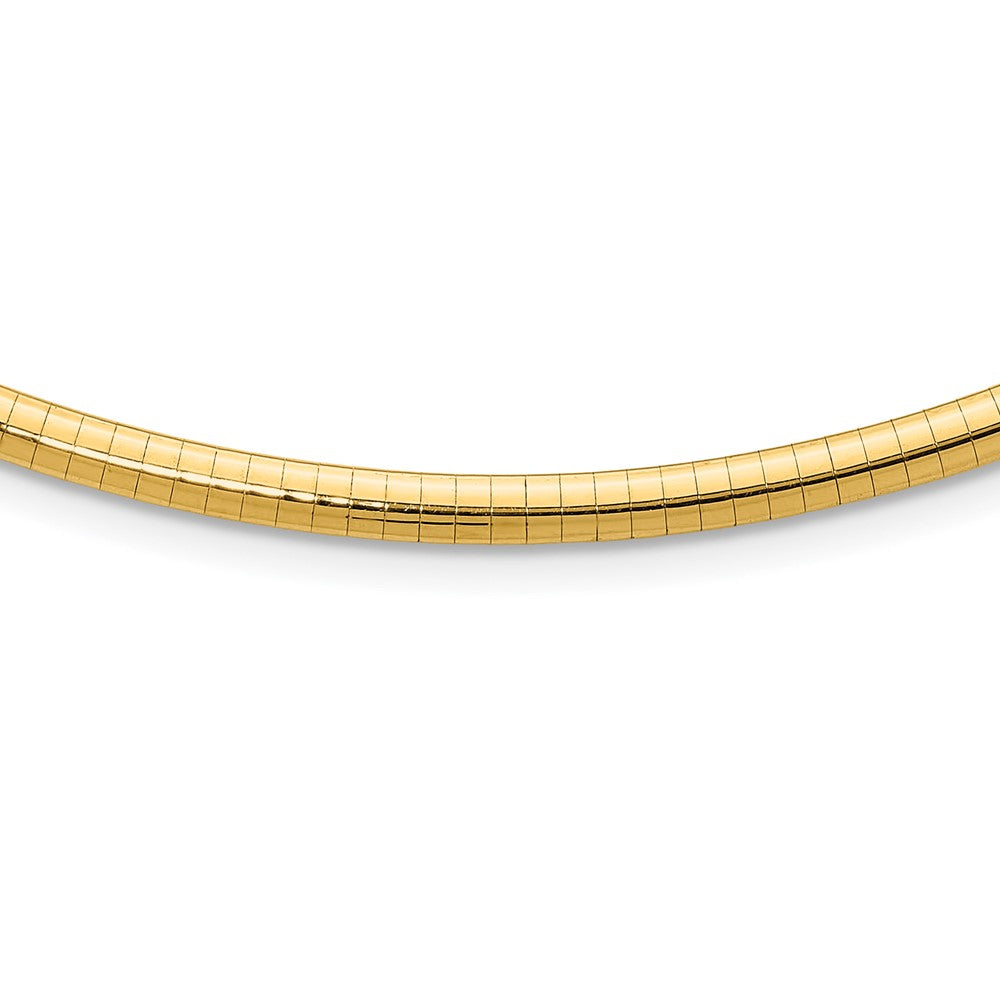 14k Polished 4mm Standard Weight 18 inch Domed Omega Necklace