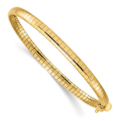 14k Polished 4mm 7 inch Domed Omega Bracelet