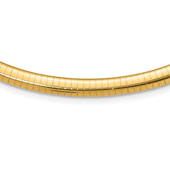 14k Polished 6mm Standard Weight 18 inch Domed Omega Necklace