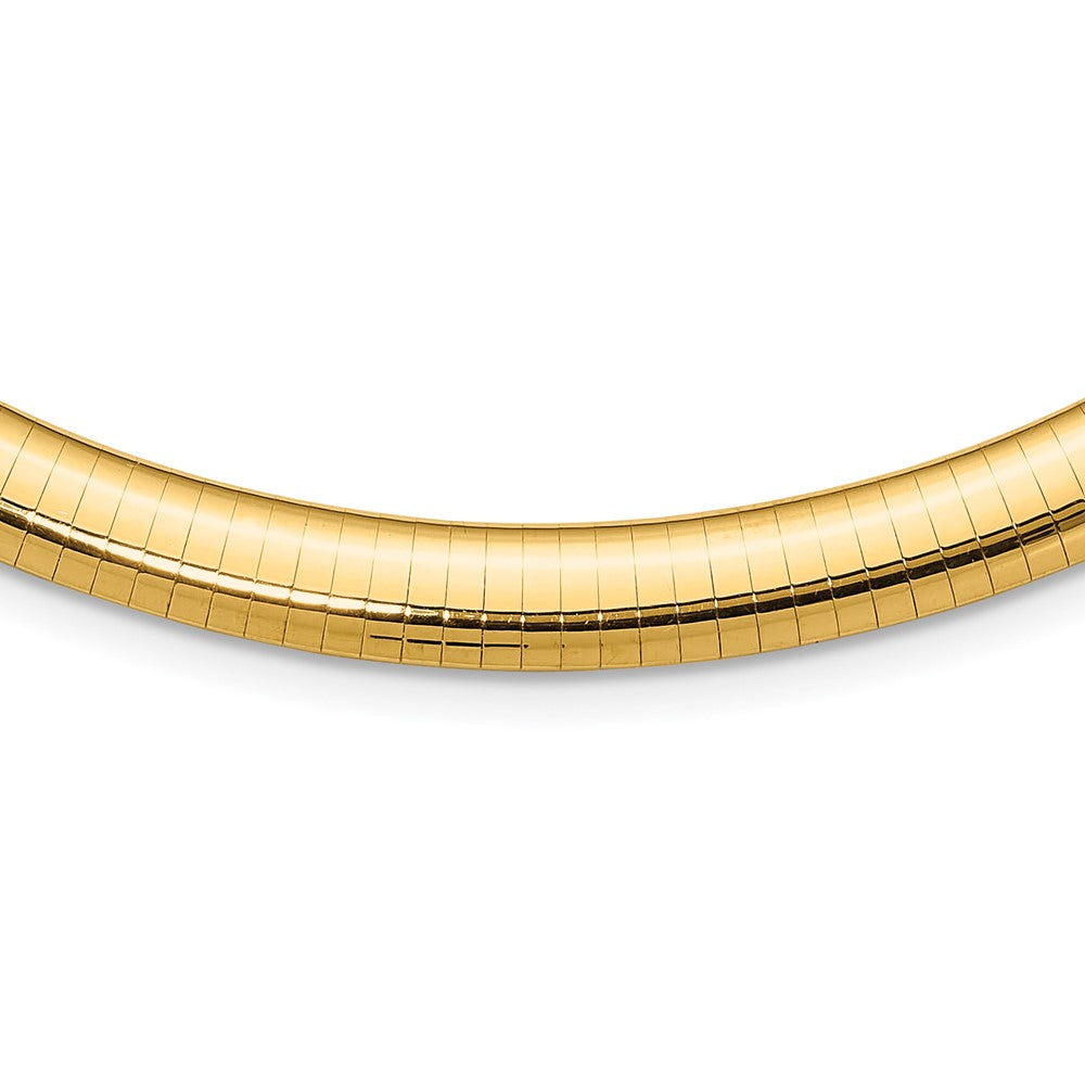 14k Polished 8mm Standard Weight 16 inch Domed Omega Necklace