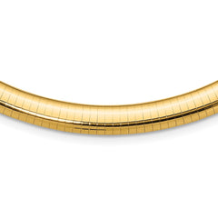 14k Polished 8mm Standard Weight 16 inch Domed Omega Necklace