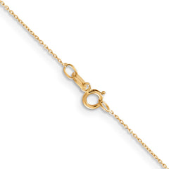 14K 20 inch .6mm Diamond-cut Round Open Link Cable with Spring Ring Clasp Chain